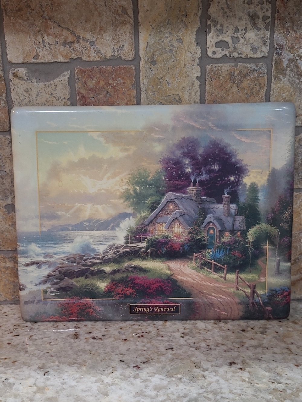 Scenic Cottage Coastal Print "Spring's Renewal" Thomas Kinkade